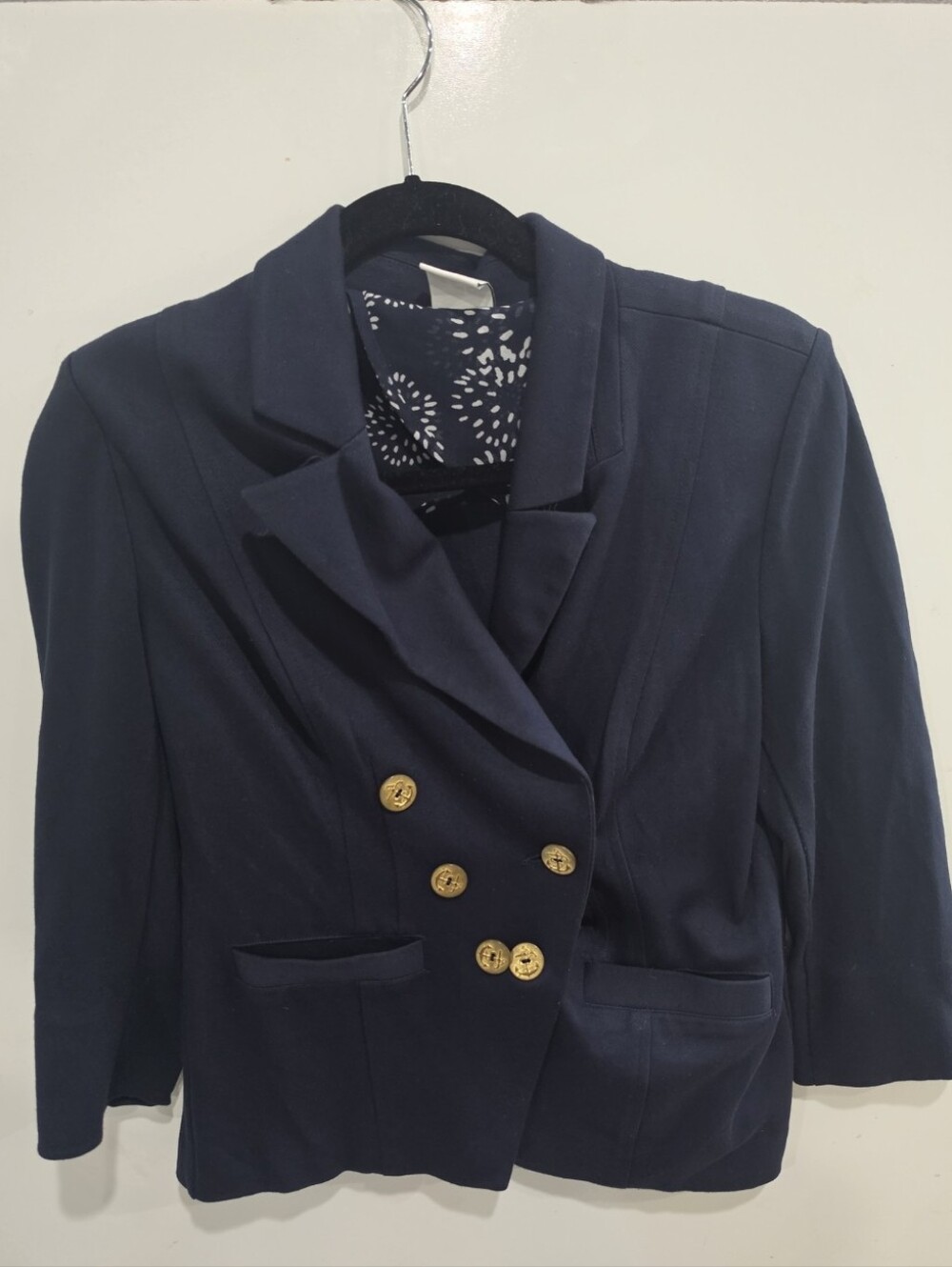 CAbi Grand Slam Navy Blazer Gold Anchor Buttons Nautical Jacket Sz 8 Preppy